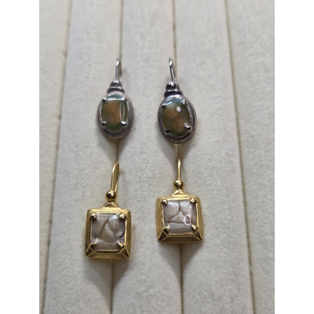 Vintage KERISSA Earrings Lot Gold Silver Tone Enamel Dangle Drop Signed 80s 90s
